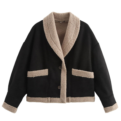 Women's Faux Suede Button Coat
