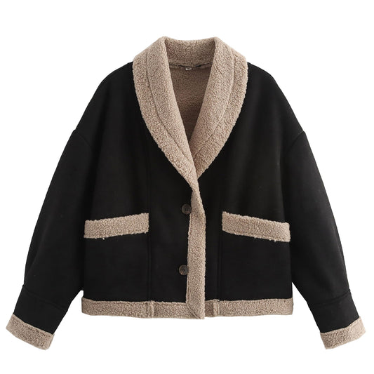 Women's Faux Suede Button Coat