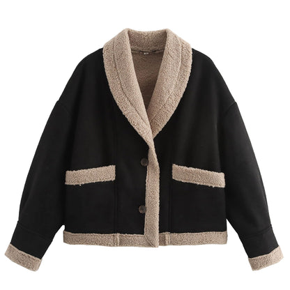 Women's Faux Suede Button Coat