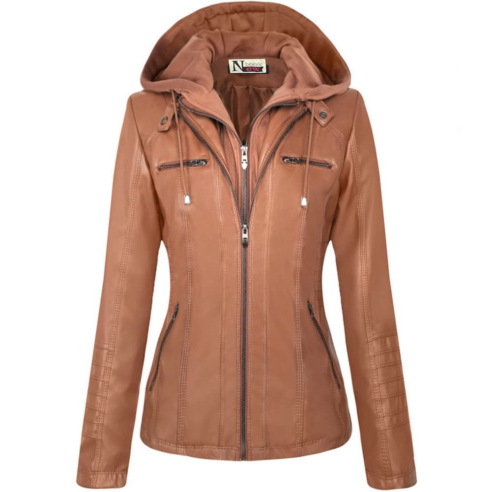Newbestyle Women's Short Faux Leather Jacket